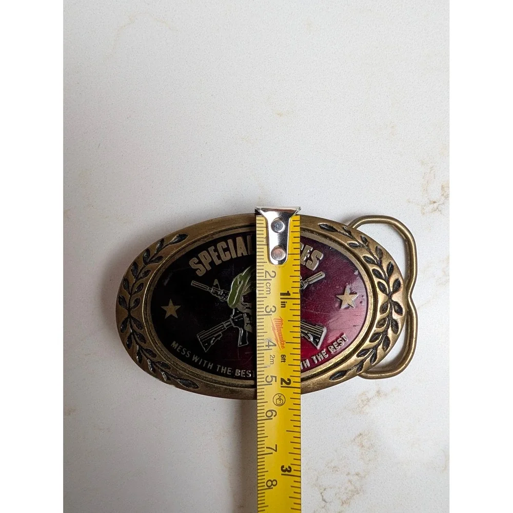 Vintage Heritage Buckles Special Forces Skull Solid Brass Belt Buckle Military
